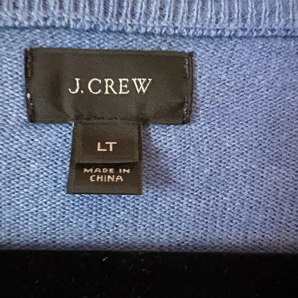 J. Crew Men's Vibrant Blue Crewneck Sweater Cotton/Cashmere Large Tall